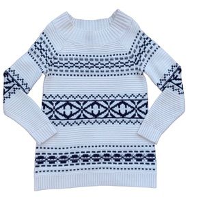 Chaps White & Black Pullover Knit Sweater NWT Women Size Small